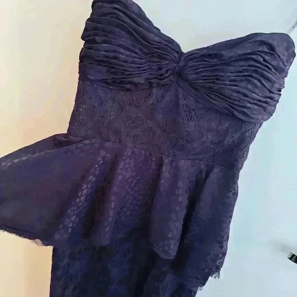 Flor et. al Ashley Strapless Heart Lace Peplum Midi Dress - Picture 7 of 9